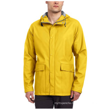 Coated Rain Jacket Fabric Waterproof Rain Jacket Hooded High Quality PU RAINWEAR Raincoats Custom Logo Printing for Men 7-15days